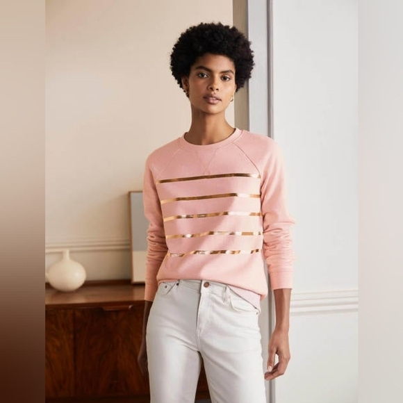 Boden Pink Sweatshirt with Gold Stripes - Picture 1 of 7
